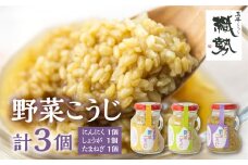 飛騨こうじの3種の野菜麹 しょうが・たまねぎ・にんにく各1個ずつ 計3個セット