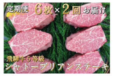 【決済後翌月より開始】飛騨牛 シャトーブリアンステーキ 5等級 2回お届け 牛肉 和牛 飛騨市推奨特産品 古里精肉店謹製
