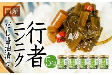【先行予約】5月下旬～1月中旬発送 行者ニンニクだし醤油漬け 5個  瓶詰 瓶詰め おつまみ おかず ご飯のお供 惣菜