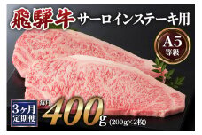 [3ヶ月定期便][A5等級]飛騨牛サーロインステーキ用 400g(200g×2枚) [0339]