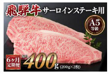 [6ヶ月定期便][A5等級]飛騨牛サーロインステーキ用 400g(200g×2枚) [0340]