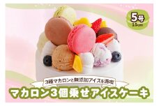 アイスクリームケーキ マカロン3個乗せ (苺、ピスタチオ、ショコラ)｜3種のマカロンが乗った贅沢 ロワゼット デザート アイス ケーキ 乳化剤 安定剤 保存料 人工甘味料 などが不使用 無添加 デザート おやつ プレゼント 誕生日 祝い [0427] 