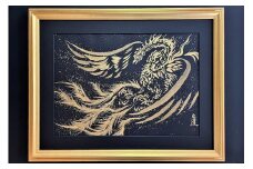 「金の鳳凰」絵師白道 作｜絵画 アート インテリア 手描き [0620] 