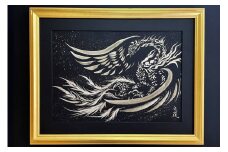 「銀の鳳凰」絵師白道 作｜絵画 アート インテリア 手描き [0621] 