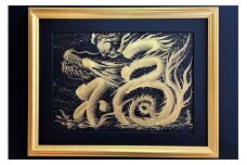 「一筆金福龍」絵師白道 作｜絵画 アート インテリア 手描き [0624] 