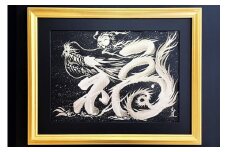 「一筆銀福龍」絵師白道 作｜絵画 アート インテリア 手描き [0625] 