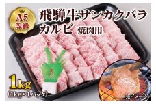 [A5等級] 飛騨牛サンカクバラカルビ焼き肉用1kg| 牛肉  [0861] のし対応可