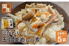 《期間限定》 国産 五目釜めしの素 225g 2合 ×5袋 計10合 セット ご飯の素  調理 簡単 炊くだけ おうちごはん おうちグルメ お取り寄せ 炊込みご飯 お土産 手軽 グルメ  岐阜県産 本巣市  数量限定 常温 惣菜 岐阜食品