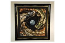 現代水墨画家　白道 直筆作品「宇宙を創る三大龍王」｜絵画 アート インテリア 手描き 一筆 龍 日本画 現代アート ハンドメイド作品 水墨画 かっこいい 作品 縁起 風水 芸術 