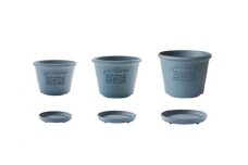 【B-32】浅型ポット＆プレート　3サイズ12点セット(ネイビー) 花 ガーデン DIY  ガーデニング 農業  植木鉢 プランター  プランター 20000円