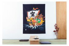 【S-16】郡上本染　タペストリー　宝船【高島屋選定品】