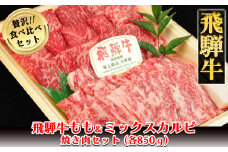 飛騨牛もも・ミックスカルビ焼肉セット  各850g【冷凍】  ブランド牛 牛肉 国産 下呂温泉 モモ 牛 飛騨牛 焼き肉