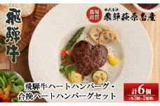 飛騨牛ハートハンバーグ・合挽ハートハンバーグセット（各3個・計6個）ギフト 贈答 かわいい【冷凍】飛騨牛 ハンバーグ プレゼント 贈り物 
