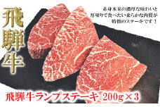菊の井 飛騨牛ランプステーキ　200g×3　牛肉 ブランド牛 国産 赤身 ステーキ らんぷ ギフト 贈答【冷凍】 ステーキ 飛騨牛
