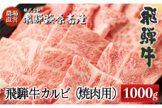 たっぷり大容量！飛騨牛カルビ焼肉用（1kg）最高級 国産 牛肉 ブランド牛  和牛 焼き肉用 ギフト 贈答 【冷凍】