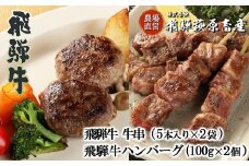 飛騨牛串焼き・飛騨牛ハンバーグセット（牛串 10本・ハンバーグ 100g×2個）最高級 国産 牛肉 ブランド牛  和牛 BBQ バーベキュー 牛串【冷凍配送】