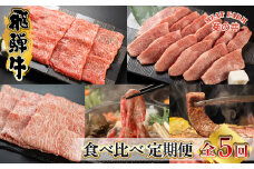 【定期便 5回】 飛騨牛 ふたりで楽しむ 定期便 5回 菊の井 牛肉 (すき焼き / 焼き肉 / しゃぶしゃぶ / 赤身 / カルビ) 5カ月 2人前 下呂温泉 おすすめ 肉 ブランド牛 霜降り イチボ ランプ もも 肉ギフト 国産 焼肉 ギフト 定期便 80000円 8万円 岐阜県 下呂市