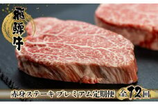 【定期便12回】 飛騨牛 赤身 ステーキ 12回 定期便 プレミアム (シャトーブリアン / ヒレ / イチボ　ランプ)　牛肉 肉 高級 希少部位 下呂温泉 おすすめ ブランド牛 お楽しみ 2人前 ふたり用 12カ月 国産 ギフト 480,000円 50万円 岐阜県 下呂市 天狗 菊の井ミート