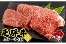 菊の井 飛騨牛ステーキ3種セット（サーロイン 250g、イチボ 200g、ランプ 200g) ステーキ 各1枚 飛騨 牛 ブランド牛 ギフト 贈答 食べ比べ  赤身 霜降り【冷凍】 