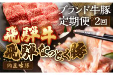 【定期便２回】 飛騨牛＆納豆喰豚 お楽しみ定期便（しゃぶしゃぶ用、焼肉用）天狗 なっとく豚 飛騨牛 牛 牛肉 焼き肉 しゃぶしゃぶ 食べ比べ 定期便 2カ月 定期下呂温泉 おすすめ 豚肉 なっとくとん ブランド豚 国産  ギフト  20000円 2万円 岐阜県 下呂市