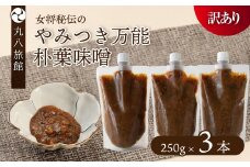 【訳あり】やみつき万能朴葉味噌 250g×3本　料理自慢の宿 女将秘伝の味噌　丸八旅館 朴葉 ほおば 味噌 ミソ おかず味噌 馬瀬 下呂市