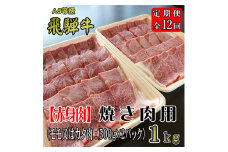 2023年2月発送開始『定期便』A5等級飛騨牛＜赤身肉＞焼き肉用約1kg全12回【5102513】
