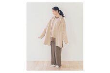 草木染めコットン　裏起毛コーディガン　柿渋【1274787】