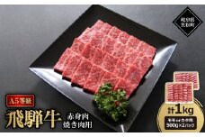 A5等級飛騨牛:赤身肉焼き肉用約1kg　モモ又はカタ肉【1537765】