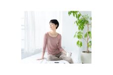 ＜洗える/柔らかマシュマロ素材/草木染め＞七分袖Uネックインナー　アカネピンク【1585474】