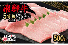 飛騨牛5等級　ミスジ・三角バラ　焼肉用　500g【1043501】