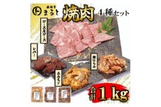 ＜飛騨牛＞焼肉4種セットA-2　ロース・肩ロースと味付けホルモンなど　合計1kg【1619780】