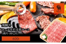【飛騨牛】ロースまたは肩ロース600g (焼肉・BBQ用)