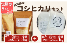 【９ヵ月定期便】 【令和6年産】 岐阜県産 コシヒカリ と コシヒカリ１００％ 米粉 の セット【精米３kg 上新粉１kg】【贈り物】