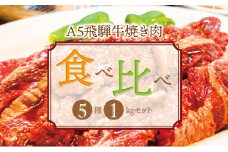 A5飛騨牛 焼き肉食べ比べ 5種1㎏セット