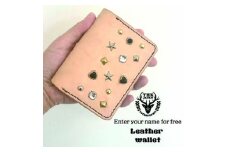 「本革×手縫い」スタッズ付き二つ折りレザー財布/革色・ステッチ色選択可/名入れ刻印OK【1595607】