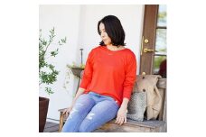 エクストラファインメリノウール100%　2WAY長袖Tシャツ　レッド　F-117【1059004】