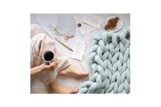 Cloudy Hand Knit Blanket　Mサイズ　ライトグリーン MWCA-002【1064358】