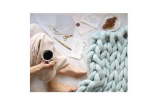 Cloudy Hand Knit Blanket　LLサイズ　ライトグリーン MWCA-000【1064368】