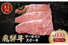 飛騨牛A5等級　サーロインステーキ　約600g(200g×3)【1125934】