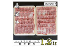 A5ランク飛騨牛焼き肉用1.2kg(ロース又は肩ロース)【1307432】