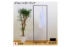 [№5331-0108]スリムハンガーラック W550 黒  衣類収納 コート インテリア