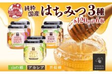 [№5331-0138]国産はちみつ120g 3本入り 2セット 山の郷 アカシア 菩提樹 国産 純粋はちみつ ギフト ハニー honey ハチミツ パン 菓子 トースト ホットケーキ ヨーグルト 調味料 隠し味 常温 常備 お取り寄せ 日新蜂蜜 送料無料 岐阜県 安八町 