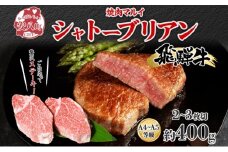 [№5331-0142]飛騨牛 シャトーブリアン ステーキ 約400g 2～3枚切り 肉 牛肉 和牛 ブランド牛 お肉 ビーフ ヒレ 希少部位 赤身 贅沢 国産 お取り寄せ ご褒美 豪華 グルメ 焼肉 BBQ パーティー ギフト 贈り物 自家用 贈答用 送料無料 焼肉マルイ 岐阜県 【 安八町 】