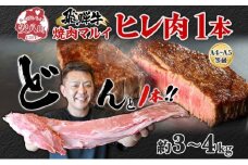[№5331-0154]飛騨牛 ヒレ肉 ブロック A4～A5等級 1本 約3～4kg 3～4分割 ヒレ シャトーブリアン 肉 牛肉 ブランド牛 お肉 和牛 贅沢 お取り寄せ ご褒美 ステーキ 豪華 グルメ 焼肉 BBQ パーティー ギフト 贈り物 自家用 贈答用 焼肉マルイ 岐阜県 【 安八町 】