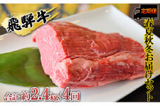 [№5331-0156]飛騨牛　春夏秋冬お届けセット　A4～A5等級使用（4回合計約2.4kg）