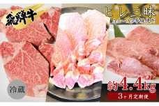 [№5331-0241]飛騨牛　ヒレ三昧　計4.4kg A4～A5等級使用（3ヶ月定期便）
