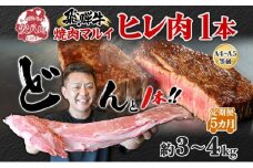 [№5331-0258]飛騨牛 ヒレ肉 ブロック A4～A5等級 1本5ヵ月定期便約3～4kg  3割×5 ヒレ シャトーブリアン 肉 牛肉 ブランド牛 お肉 和牛 贅沢 お取り寄せ ご褒美 ステーキ 豪華 グルメ 焼肉 BBQ パーティー ギフト 贈り物 自家用 贈答用 焼肉マルイ 岐阜県 【 安八町 】