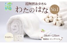 [№5331-0378]超無撚糸 タオル わたのはな No.1 アイボリー 約34×120cm 八分咲き 極細糸 ロングパイル むねんし パイル 日本製 綿100％ 柔らか 軽い ボリューム 吸水 風合い ハーフバスタオル プレゼント ギフト 贈り物 浅野撚糸 送料無料 岐阜県 安八町