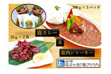[№5568-0242]【高たんぱく】【低脂肪】国産ジビエ　鹿肉ジャーキー＆鹿カレーセット