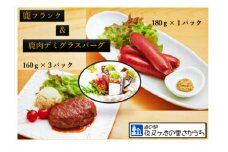 [№5568-0243]【高たんぱく】【低脂肪】国産ジビエ　鹿フランク＆鹿バーグセット【配達不可：離島】